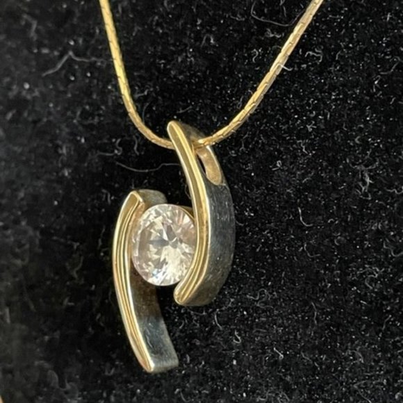 80's Dynasty Bold Gold & Giant Rock Crystal Quartz Pendant Statement Charm RARE - Picture 1 of 5